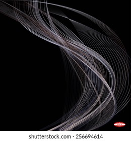 abstract dark bronze line brown wave dark ginger band on black background vector
