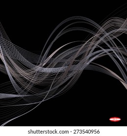 abstract dark bronze line brown wave dark ginger band isolated on black background. vector illustration