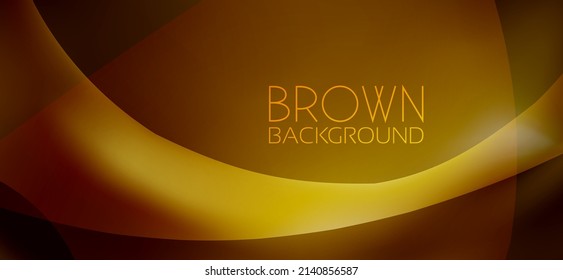 Abstract dark brown background with curved gold line. Vector graphic pattern