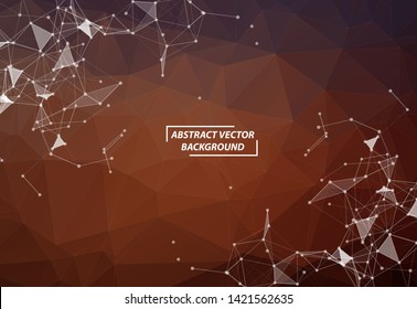 Abstract Dark Brown Geometric Polygonal background molecule and communication. Connected lines with dots. Concept of the science, chemistry, biology, medicine, technology.