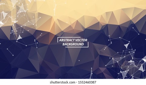 Abstract Dark Brown Geometric Polygonal background molecule and communication. Connected lines with dots. Concept of the science, chemistry, biology, medicine, technology.