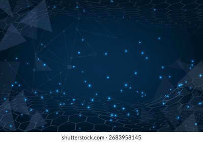 Estrutura de conexão geométrica de fundo marrom escuro abstrato. Antecedentes científicos. Conectando pontos e linhas. Visualização de Big Data e ilustração Business .Vetor. hexagons