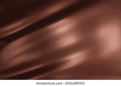 Abstract dark brown gradient background. Minimalistic subtle wavy brown silk texture. 3D vector illustration.