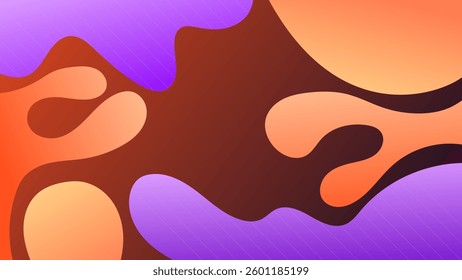 ABSTRACT DARK BROWN GRADIENT BACKGROUND SMOOTH LIQUID PURPLE ORANGE COLORFUL BLURRED WITH HAND DRAWN ORGANIC SHAPES DESIGN VECTOR TEMPLATE GOOD FOR MODERN WEBSITE, WALLPAPER, COVER DESIGN 