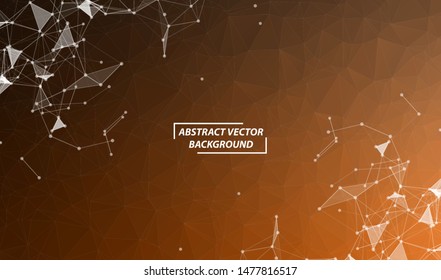 Abstract Dark Brown Polygonal Space Background with Connecting Dots and Lines. Geometric Polygonal background molecule and communication. Concept of science, chemistry, biology, medicine, technology.