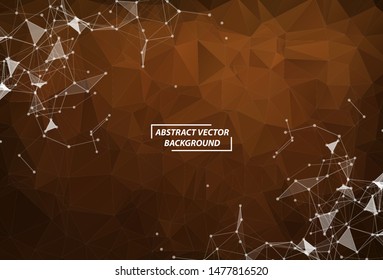 Abstract Dark Brown Polygonal Space Background with Connecting Dots and Lines. Geometric Polygonal background molecule and communication. Concept of science, chemistry, biology, medicine, technology.