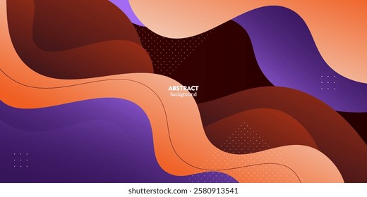 Abstract dark brown wave background with colorful purple fluid gradient in the background. Vector Eps10