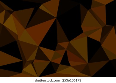 Abstract Dark Brown and Yellow Polygonal Low Poly Background with Geometric Triangular Pattern for Digital Design.
