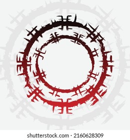 Abstract dark brushed runic circle symbol. Scandinavian sign of viking power and mythology