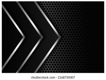 Abstract Dark Carbon Fiber Texture and Metal Lines Chromium on Metallic Hexagon Modern Technology Design Background
