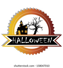 abstract dark castle label on white background