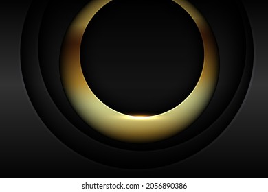 abstract dark circle texture layers with gold light gradient background.eps10 vector