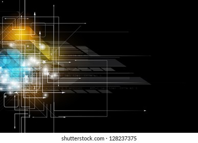 abstract dark circuit computer high technology business banner