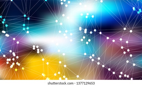 Abstract Dark Color Connected Lines and Dots Background Illustration