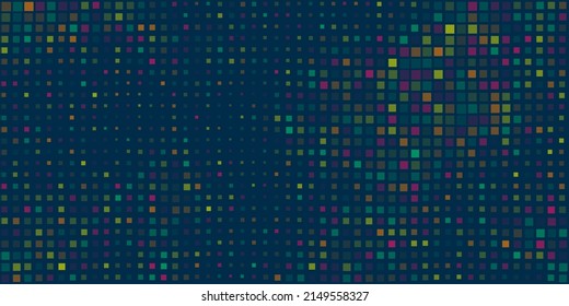 Abstraktes dunkles, farbiges 3D-glattes Wavy-Surface-Muster mit zufälligen Größen und Farben von Sqaures - Geometrische Mosaiktextur - Generative Kunst, Vektorhintergrunddesign