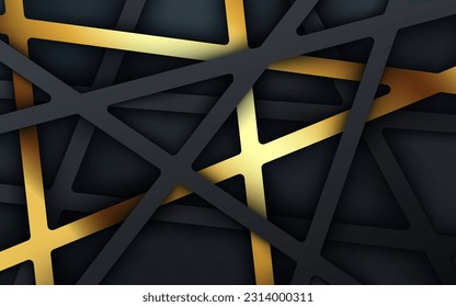 Abstract dark concept black and gold gradient dimension line background. eps10 vector