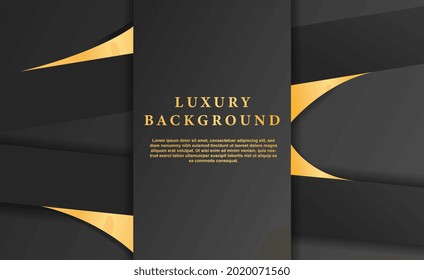 Resumen de la curva oscura que se solapa con el fondo con líneas brillantes y doradas. Concepto de diseño elegante y de lujo. Ilustración vectorial de dibujos animados planos