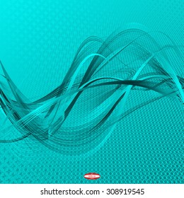 abstract dark cyan floral pattern with aqua texture background. vector illustration