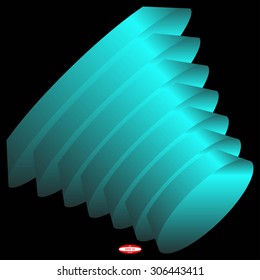abstract dark cyan pattern with aqua texture with turquoise ellipse isolated on black background. vector illustration