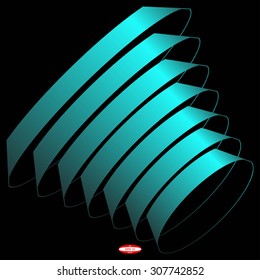 abstract dark cyan pattern with aqua texture with turquoise ellipse isolated on black background. vector illustration