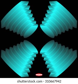 abstract dark cyan pattern with aqua texture with turquoise ellipse isolated on black background. vector illustration