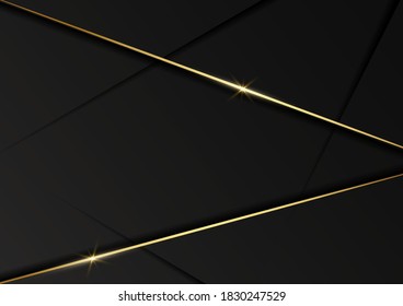 Resumen diseño oscuro decoración de fondo geométrico líneas doradas con espacio de copia para texto. Estilo de lujo. Ilustración vectorial.