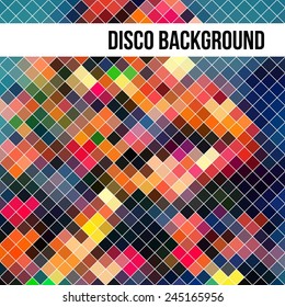 Abstract dark disco background of colorful lozenges