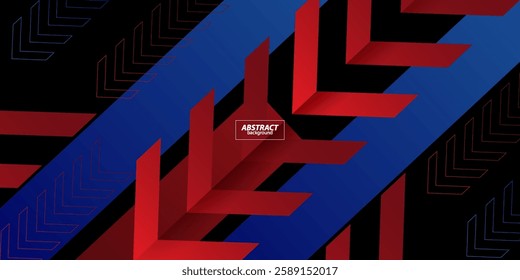 Abstract dark dynamic background. Overlapping shape pattern with red arrow pattern and shadow. Vector Eps10