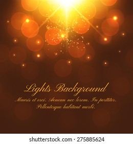 Abstract dark festive background with bokeh defocused lights. Vector illustration