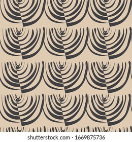 abstract dark figures drawn on a light brown color, vector, vintage seamless pattern