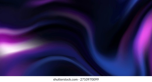 Abstractas fondo fluido oscuro con brillantes rayas de neón en tonos púrpura, azul y rosa, creando una suave textura de remolino.