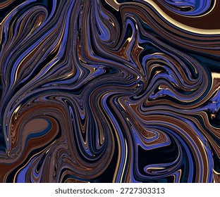Composição abstrata de fluido escuro com ondas metálicas e movimento fluido. Fundo de textura sem costura transmitindo profundidade, luxo e energia digital moderna.