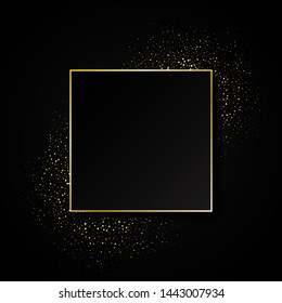 
Abstract dark frame with golden dust particles. Photoframe, banner