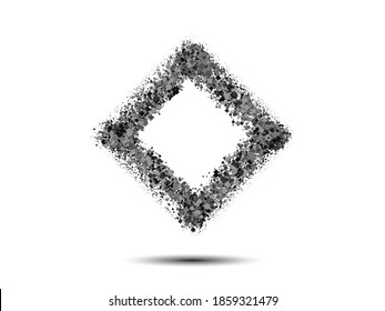Abstract dark frame of pixels with small 3D particles. Vector design element on an isolated white background, banner, poster.