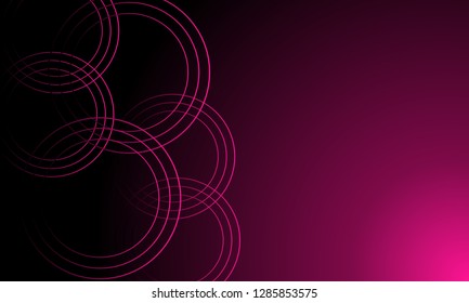 Abstract dark futuristic background with glowing neon circles.
