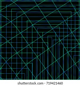 Abstract dark futuristic background with gradient grid lines. Creative template for design. Technology, network, internet vector illustration. 
