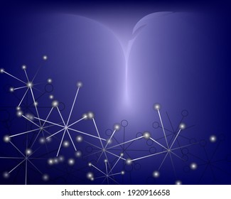 Abstract dark futuristic vector background. Blue glossy blurred gradient with digital technology pattern. Vector template for web design.