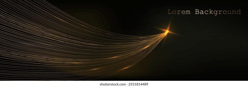 Abstract dark Geometric Background with gold color music wave . Connection structure. Science background. connecting dots and lines. Big data visualization and Business .Vector illustration
