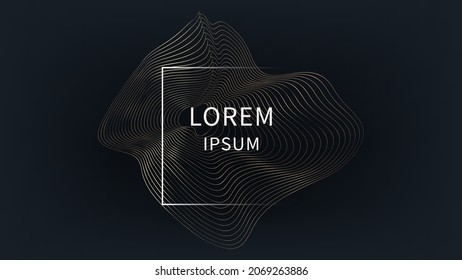 Abstrakter, dunkler, geometrischer Hintergrund. goldene Welle von Linien. Visualisierung und Business von Big Data. Vektorgrafik