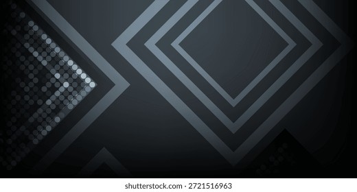 Fondo geométrico oscuro Abstractas con líneas metálicas y patrón de punto semitono. Diseño moderno de moda en Ilustración vectorial