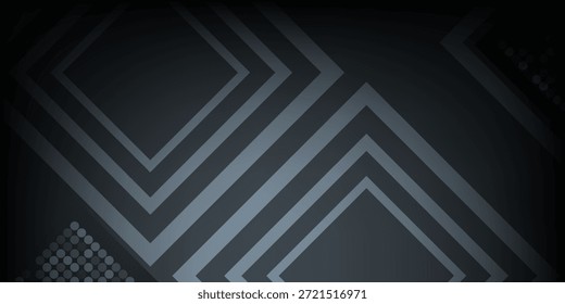 Fondo geométrico oscuro Abstractas con líneas metálicas y patrón de punto semitono. Diseño de moda creativo moderno en Ilustración vectorial