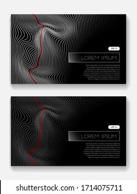 Abstract Dark Geometric line flow with red black and white line. for landing page, business card, background
, banner, flyer. vector in EPS 10