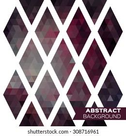 Abstract dark geometric rhombus triangles background. Vector origami illustration for design