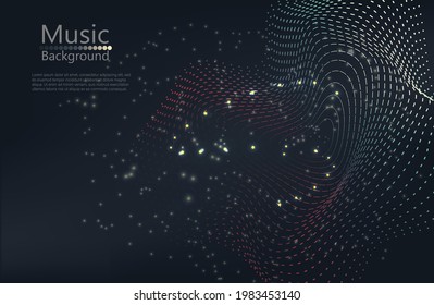 Abstract dark geometric wave. Background Connection structure. Science background. connecting points and lines. Big data visualization and business. Vector illustration