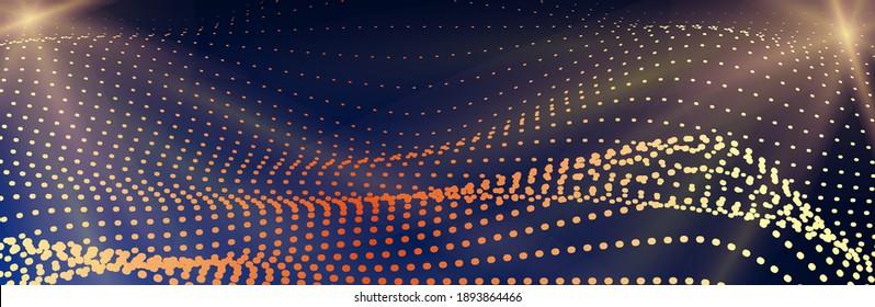 Abstract dark Geometrical Background Connection wave structure. Science background. Connecting dots and lines. Big data visualization and Business .Vector illustration