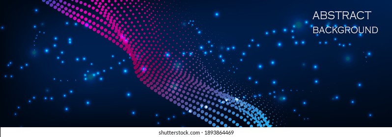 Abstract dark Geometrical Background Connection wave structure. Science background. Connecting dots and lines. Big data visualization and Business .Vector illustration