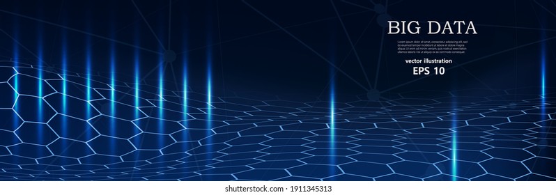 Abstract dark Geometrical Background Connection structure. Science background. onnecting dots and lines. Big data visualization and Business .Vector illustration