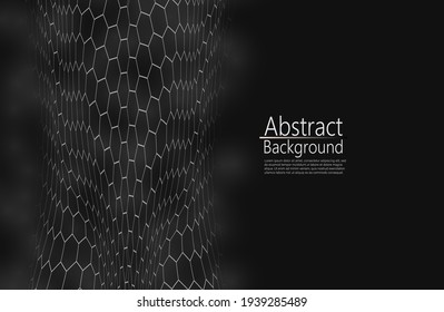 Resumen de la estructura de conexión geométrica de fondo oscuro. Antecedentes científicos. conexión de puntos y líneas.Tecnología digital flujo web fondo abstracto. EPS 10.HEXAGON