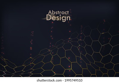Abstract dark Geometrical Background Connection structure. Science background. onnecting dots and lines.Digital technology web flow abstract background. EPS 10.HEXAGON