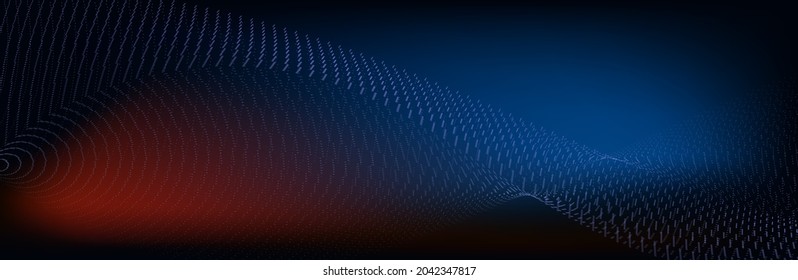 Resumen de la estructura de conexión geométrica de fondo oscuro. Antecedentes científicos. conectar puntos y líneas. Gran visualización de datos e ilustración de Business .Vector. onda musical